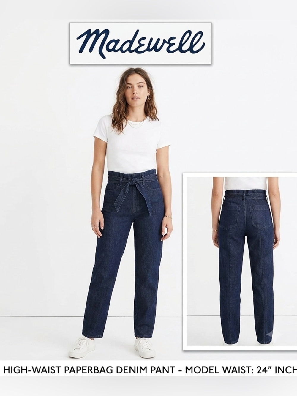 Madewell Denim Tapered Tie Waist Pants 24